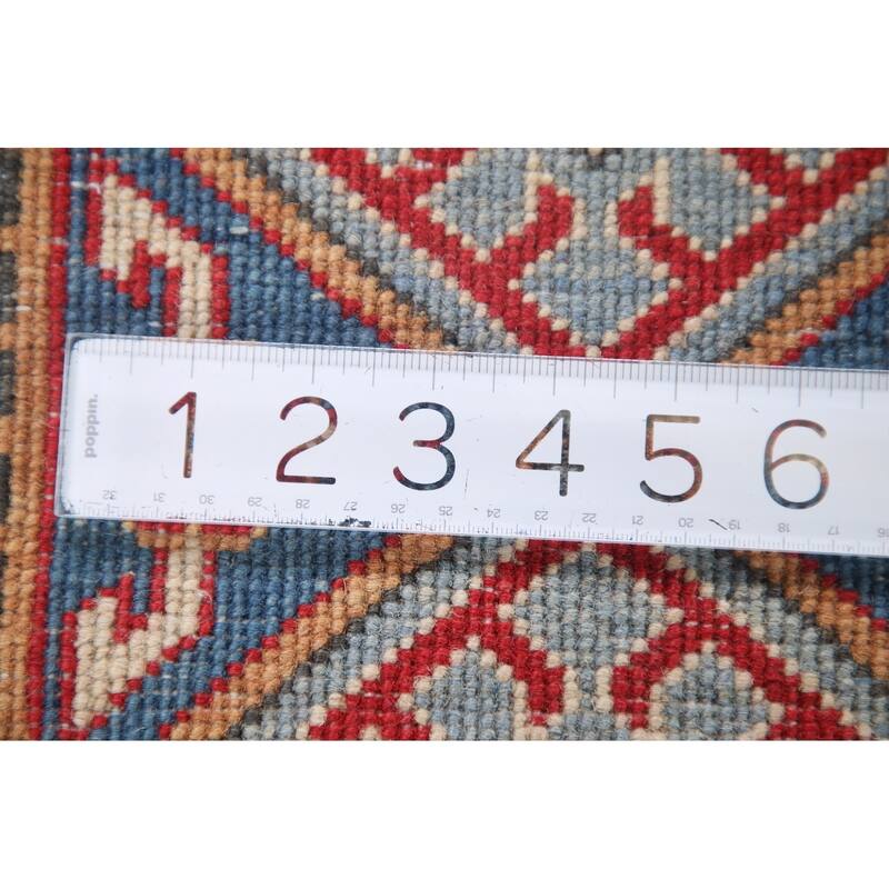 Hand Knotted Oriental 100% Wool Carpet Traditional Geometric Red Kazak Area Rug - 9' 8'' X 6' 4''