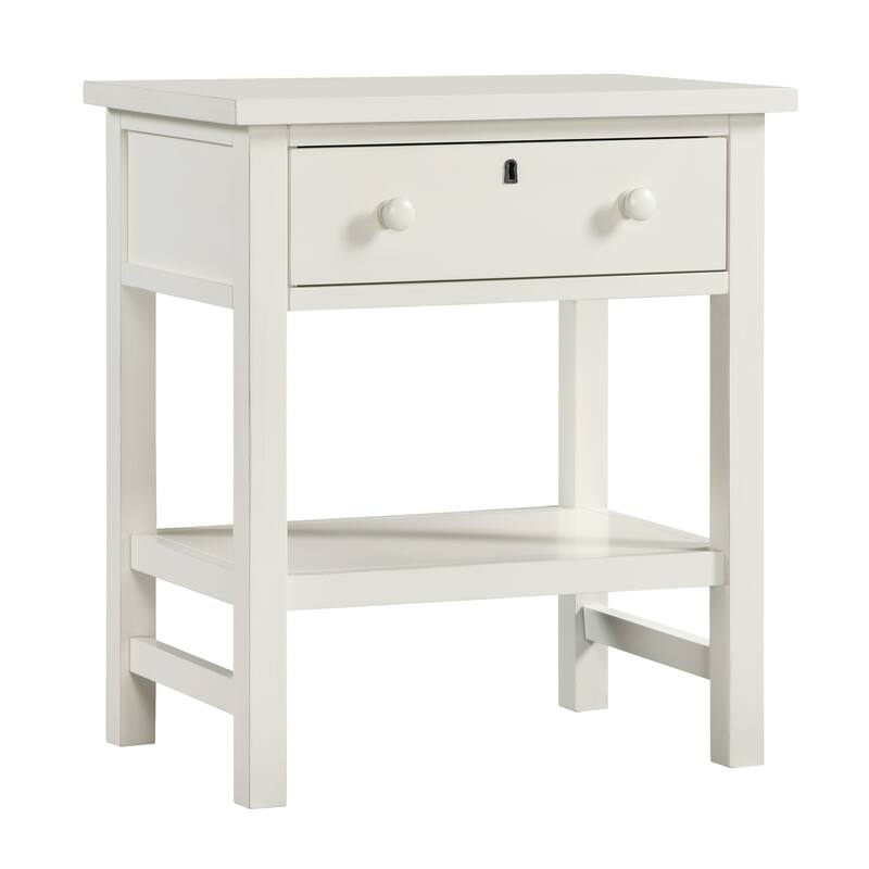 1-Drawer Nightstand with Open Shelf and Wooden Knobs Rustic Design