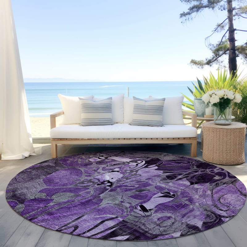 Malu Artistic Abstract Weather Resistant Timeless Fusion Outdoor Rug