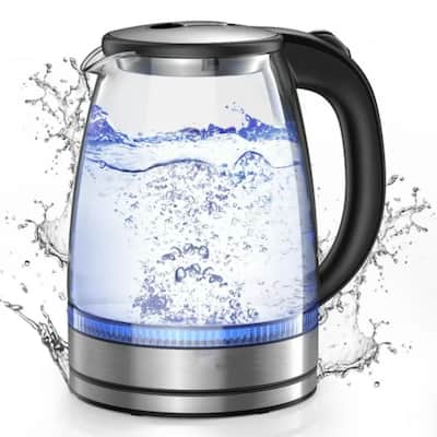 1.7L Glass Boiler Electric Tea Kettle with Blue LED Indicator Light