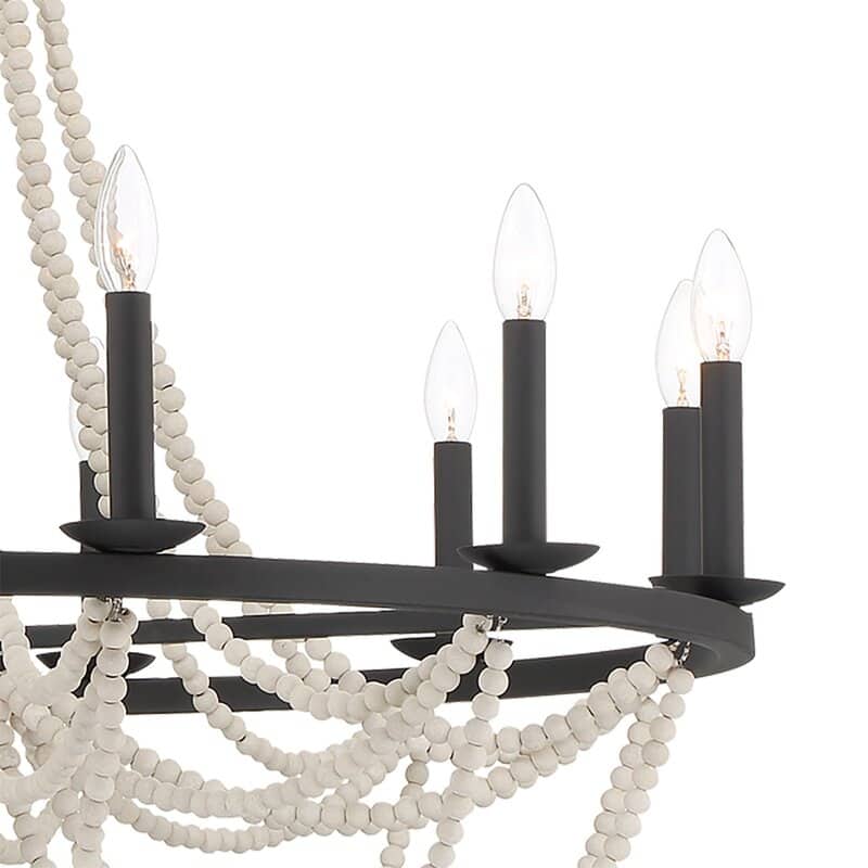 Fidenza 12-light Empire Farmhouse Solid Wood Beaded Chandelier with UL Certified - 37 inches