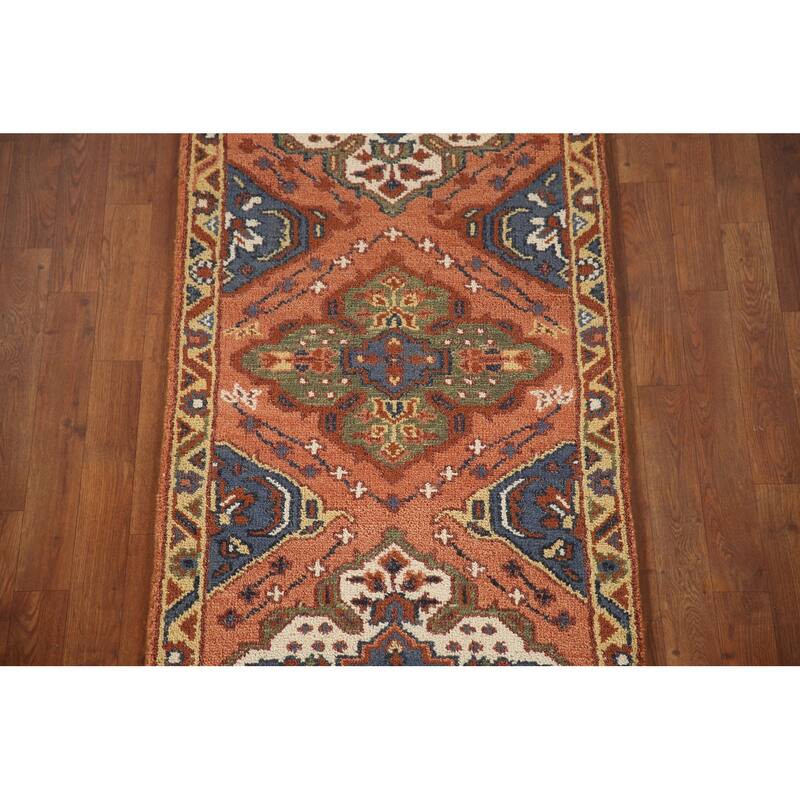 Geometric Kazak Indian Runner Rug Handmade Wool Carpet - 2'6"x 9'10"