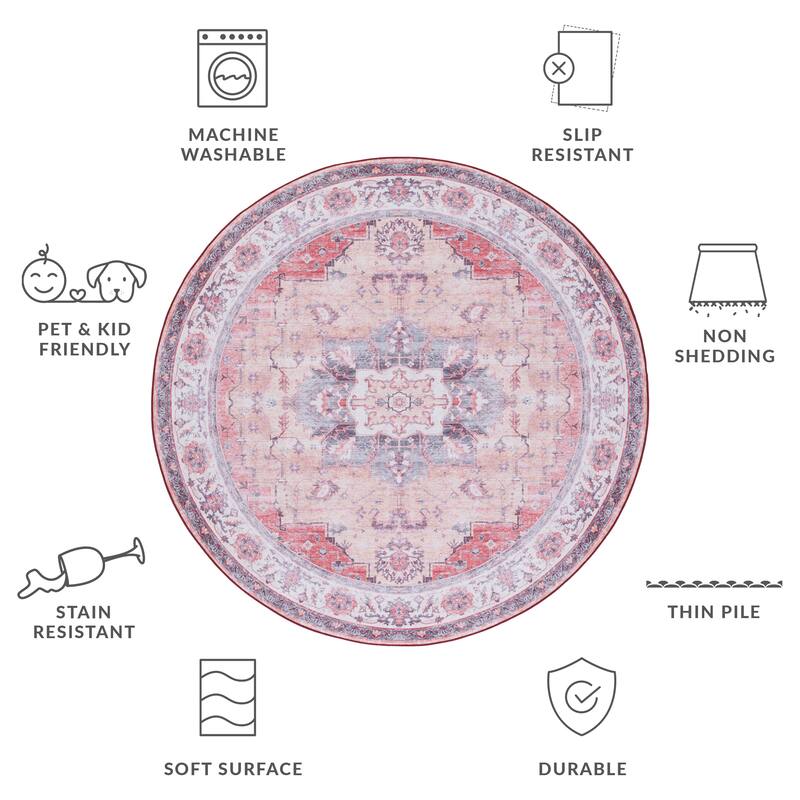 SAFAVIEH Tucson Machine Washable Slip Resistant Celina Traditional Rug