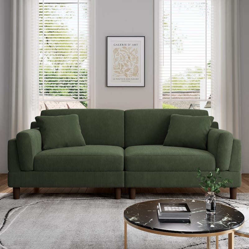 90" Corduroy Sectional Sofa Lounge Sleeper Sofa