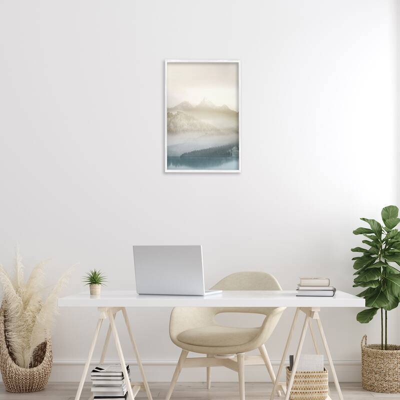 Stupell Vanilla Mountain Peaks View Framed Giclee Art Design By Gemma Bardot