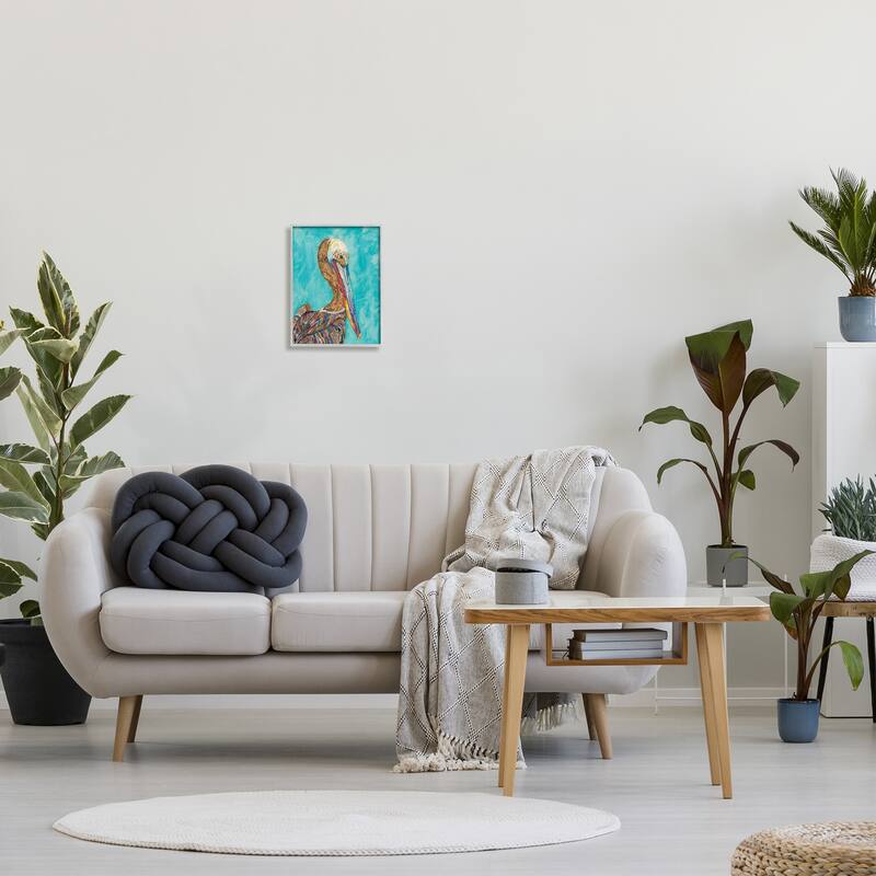 Stupell Beautiful Pelican Bird Vivid Collaged Patterns Design Framed Wall Art, Design by Lisa Morales