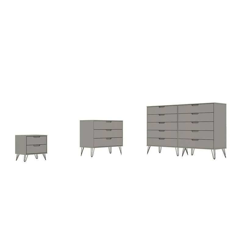 Manhattan Comfort Rockefeller 3-Piece Dresser and Nightstand Set
