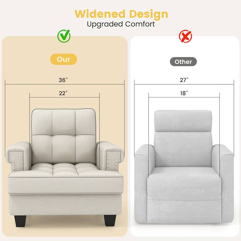 Gymax Mid-century Modern Accent Armchair with Thick Pillow & Cushion