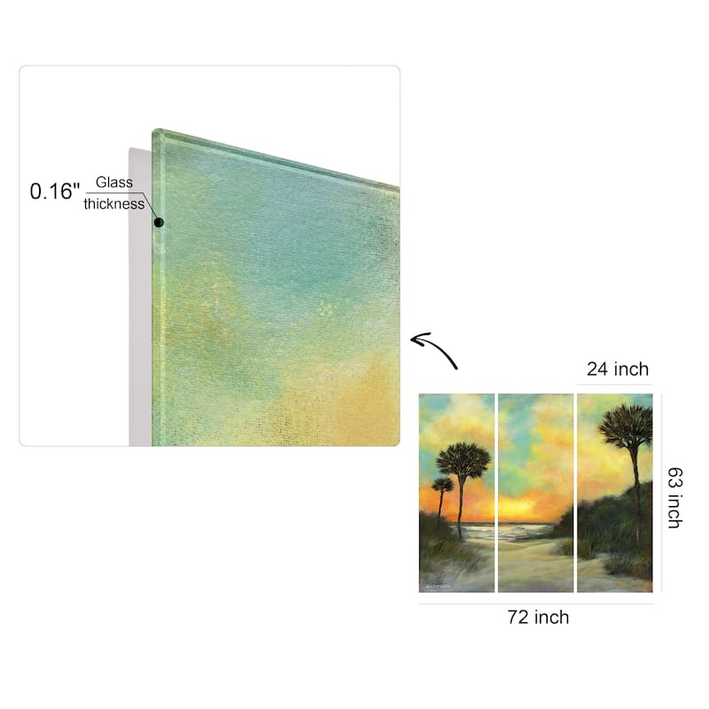 Empire Art Direct "Seaside Sunset" Printed Tempered Art Glass Wall Art - Multi-Color