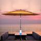11FT Solar LED Lighted Patio Umbrella with 8 Ribs