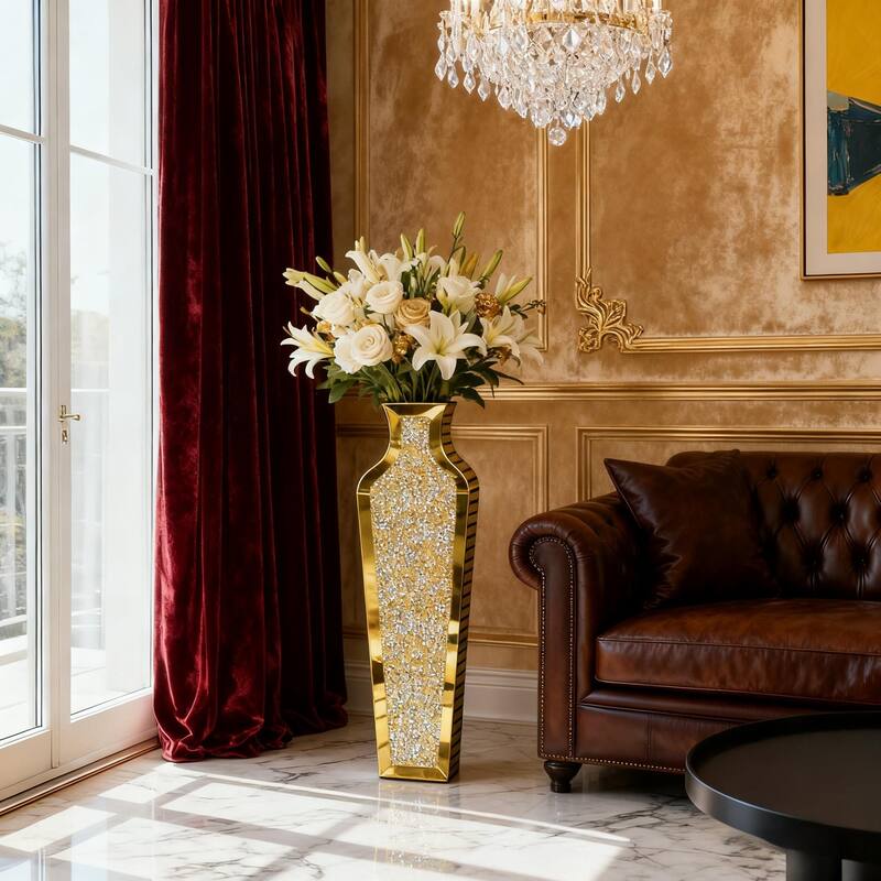 Glass Floor Vase Crystal Home Decor