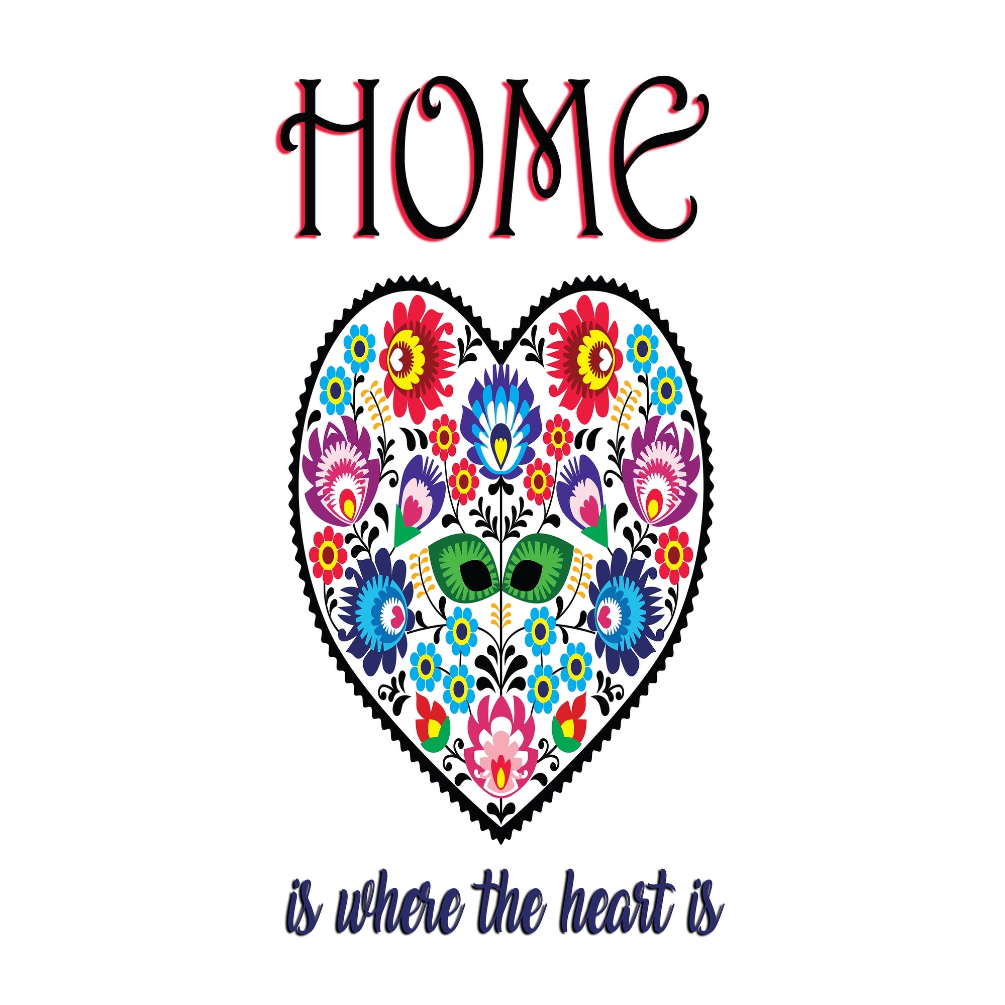 Designart 'Home is where the heart is. Flower heart' Textual Entrance Art  on Wood Wall Art - Multi-color - Bed Bath \u0026 Beyond - 24256048, image size:2000x2000