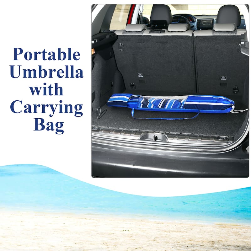 Costway 7.2 FT Portable Beach Umbrella Tilt Sand Anchor Cup Holder - 7.2' x 7.2'