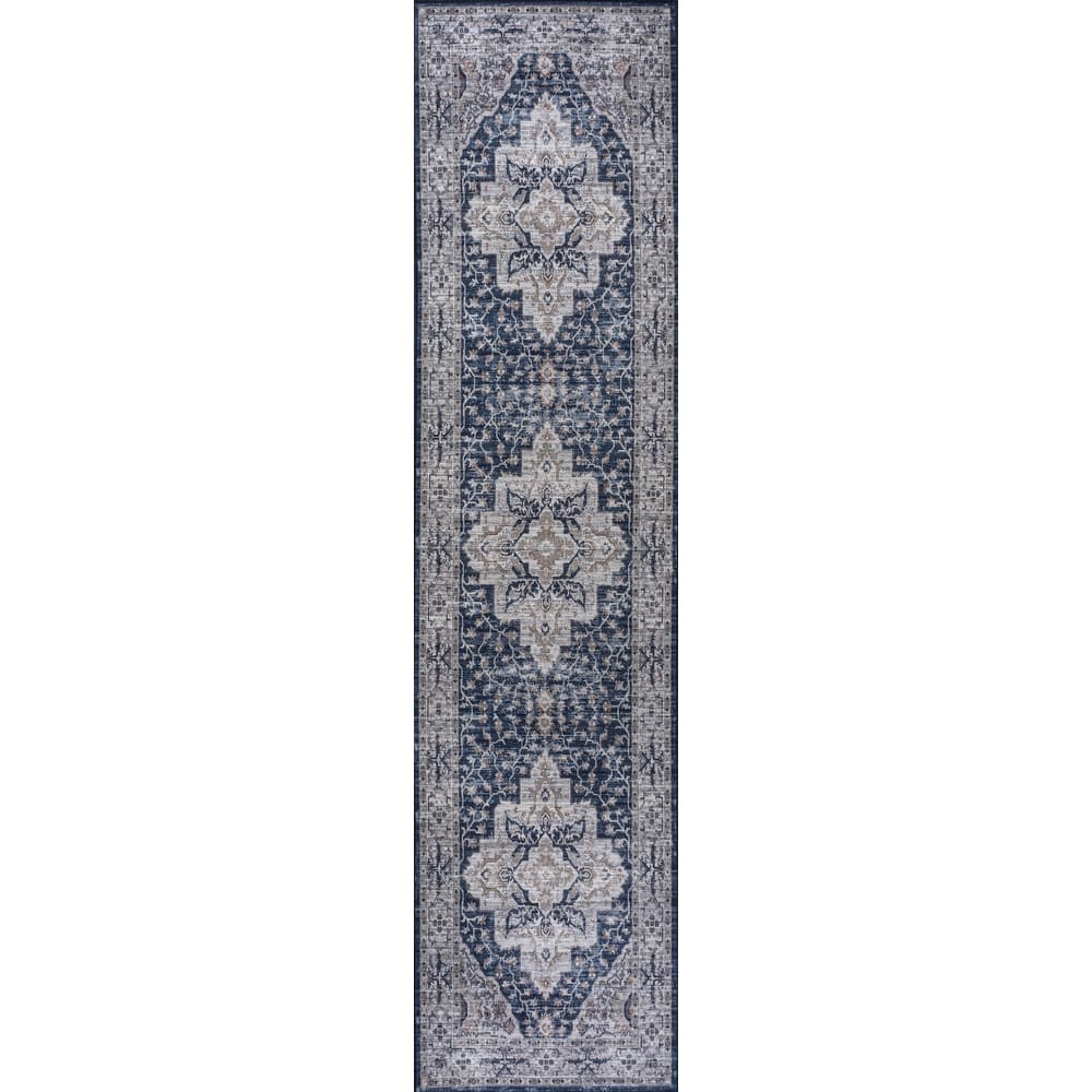 JONATHAN Y Alacati Boho Gray Medallion Machine Washable Area Rug