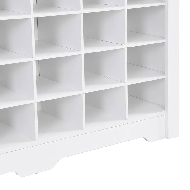 Sleek Design 24 Shoe Cubby Console, Modern Shoe Cabinet with Curved Base, Versatile Sideboard with High-quality
