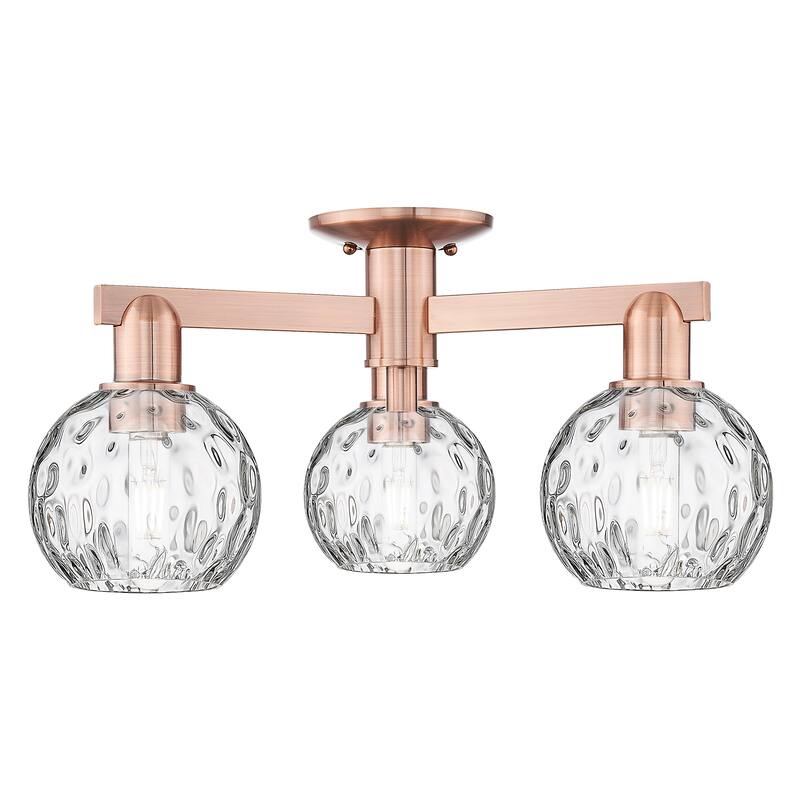 Innovations Lighting Endless Possibilities Arcadia - Athens Water Glass - 3 Light 24" Semi-Flush Mount - Antique Copper