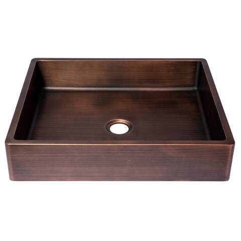 Rectangular Stainless Steel Sink with Rim in Bronze with Drain