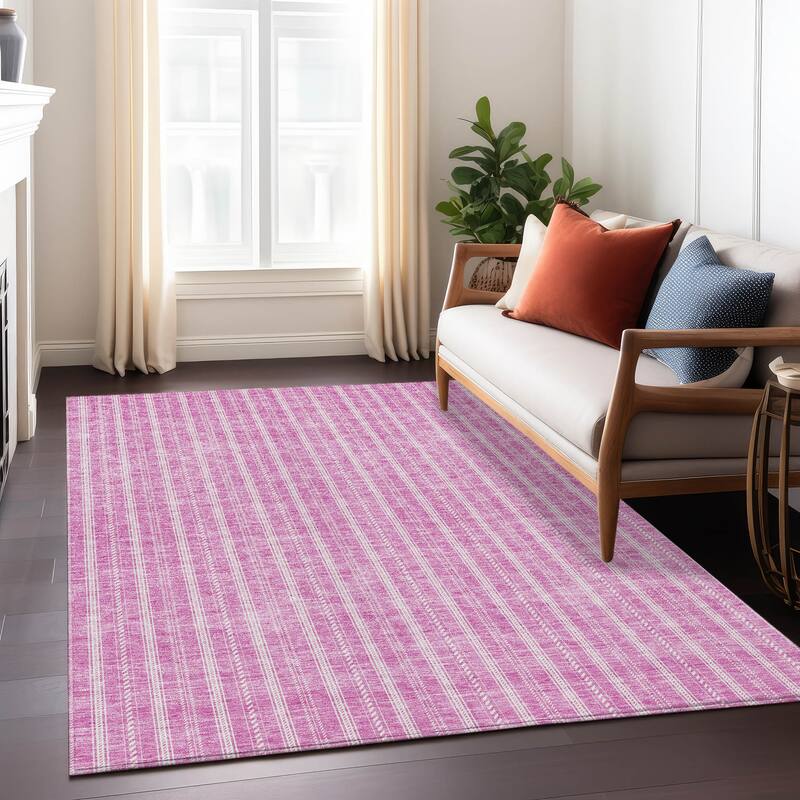 Machine Washable Indoor/ Outdoor Chantille Stripe Twist Rug