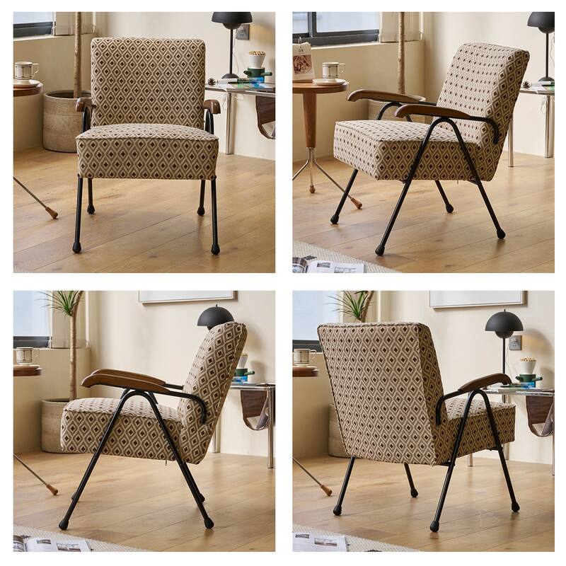 Modern Accent Chair High Back Armchair, Living Room Chairs with Metal Legs
