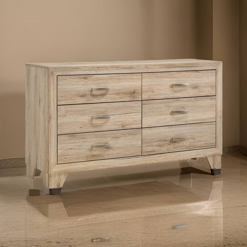 Wooden Nightstand with 6 Storage Drawers, Brown