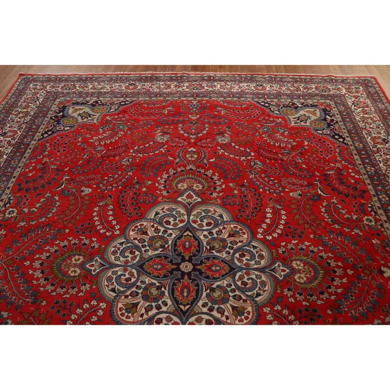 Vintage Vegetable Dye Lilian Persian Area Rug Hand-knotted Wool Carpet - 10'2" x 11'9"