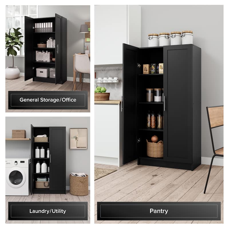 Prepac Elite Accent Cabinet with Panel Doors 16.75" D x 32" W x 65" H - 32 in W x 65 in H x 16.75 in D