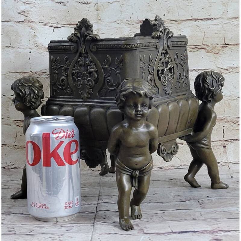 Four Identical Boy Puti Planter Bronze Sculpture By Joseph Cheret Hot Cast Decor