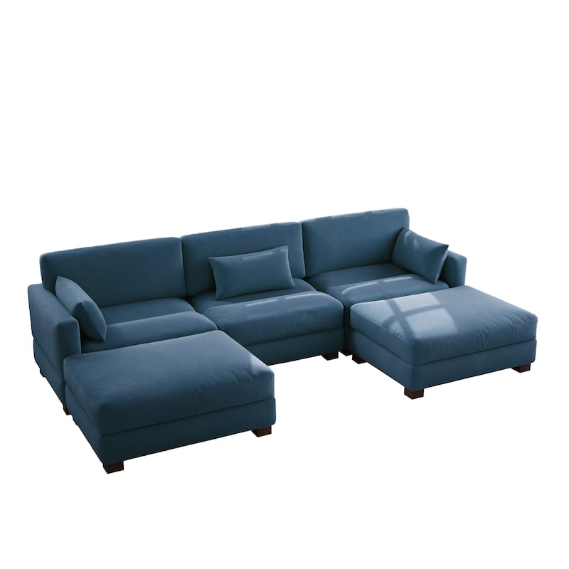 5-Piece U Shaped Couch Modular Sectional Sofa with Ottoman