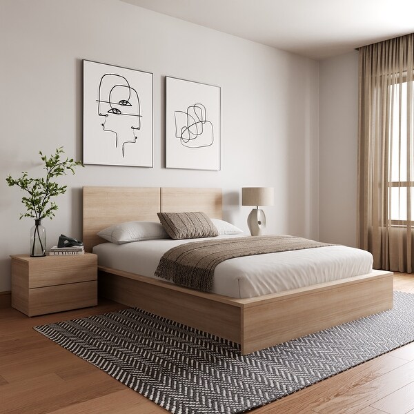 James 4 Piece Bedroom Set with Bed Headboard and 2 Nightstands