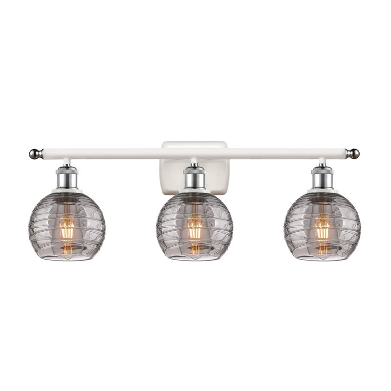 Innovations Lighting 516-3W-10-26-Athens Deco Swirl-Vanity Light - White Polished Chrome / Light Smoke Deco Swirl
