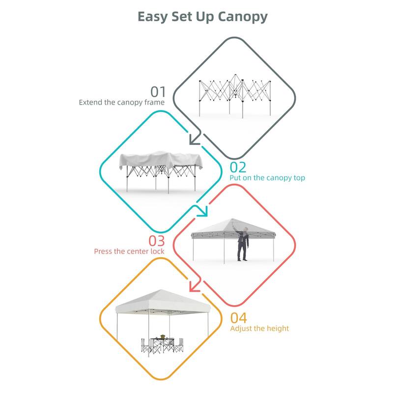 Instant Pop-Up Canopy Tent, No Sidewalls, for Beach, Party
