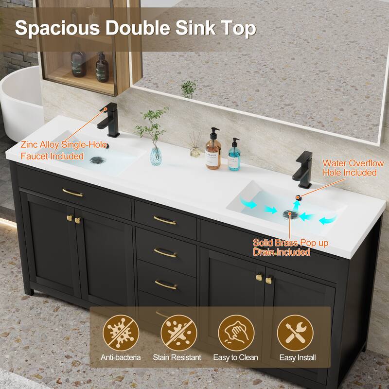 Modern Bathroom Vanity with Sink & Faucet Storage Cabinet Set
