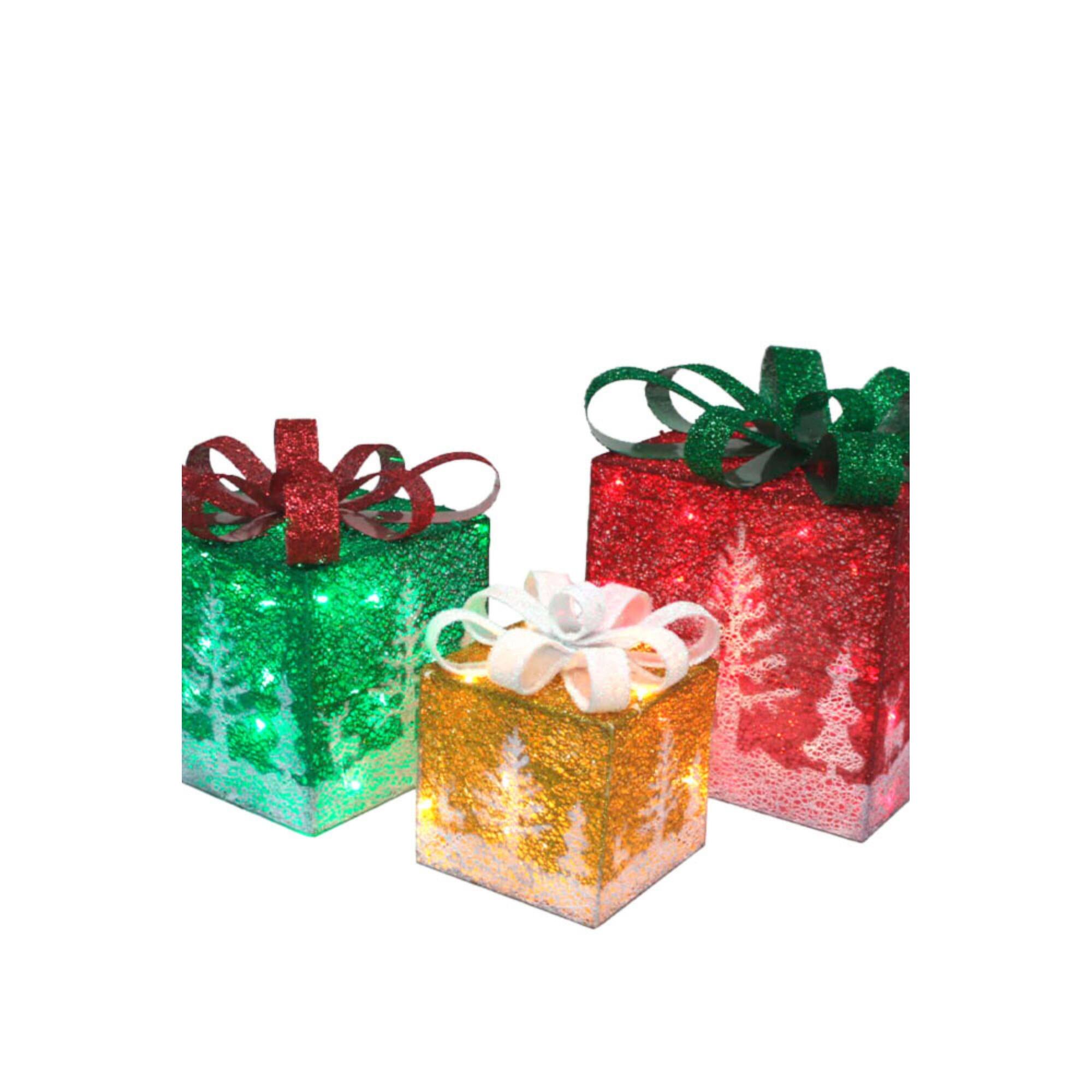 Christmas Lighted Glitter Net Fabric w/Tree Pattern Boxes - On Sale ...