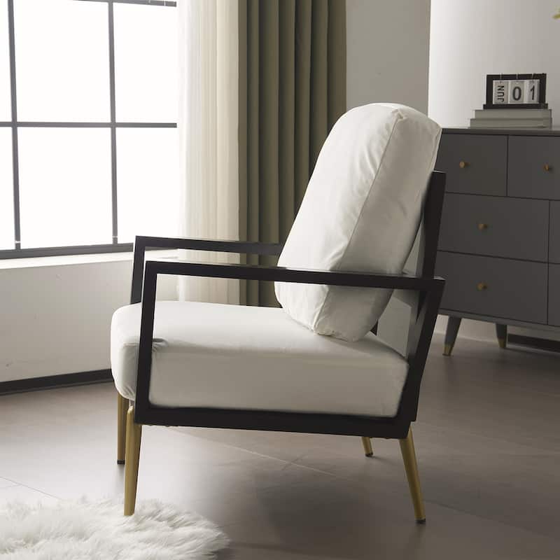 Low Back Accent Armchair with Gold Metal Legs