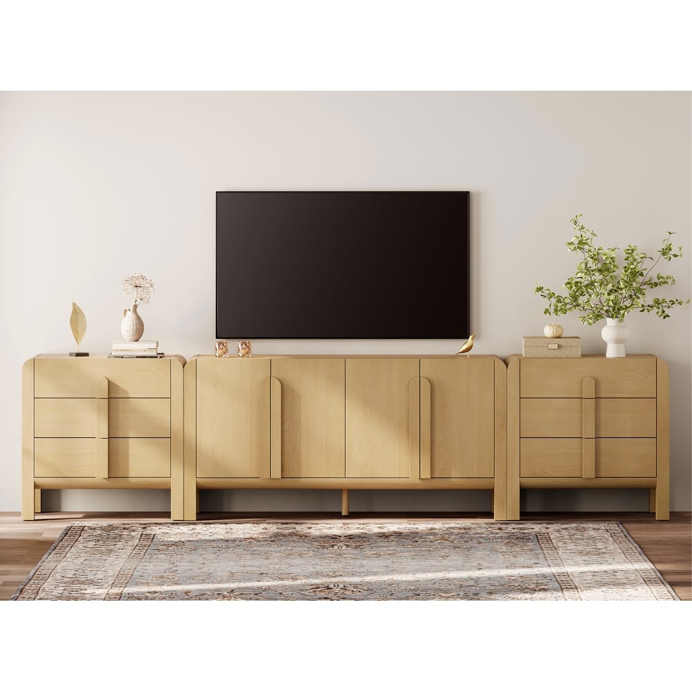 WAMPAT Modern TV Stand For Tvs Up To 120 Inch, 3 In 1 Entertainment Center With Adjustable Shelves And 6 Drawers