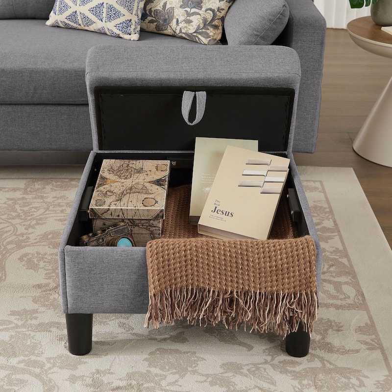 101" Sectional Sofa with Storage Ottoman