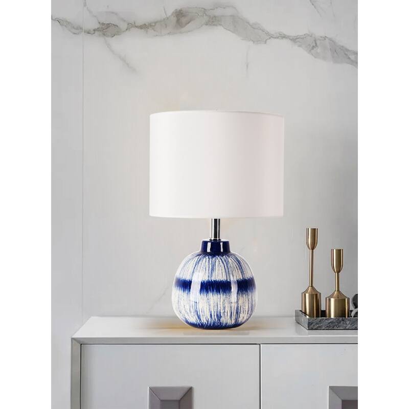Pasargad Home Garcia Ceramic Navy & Ivory Table Lamp