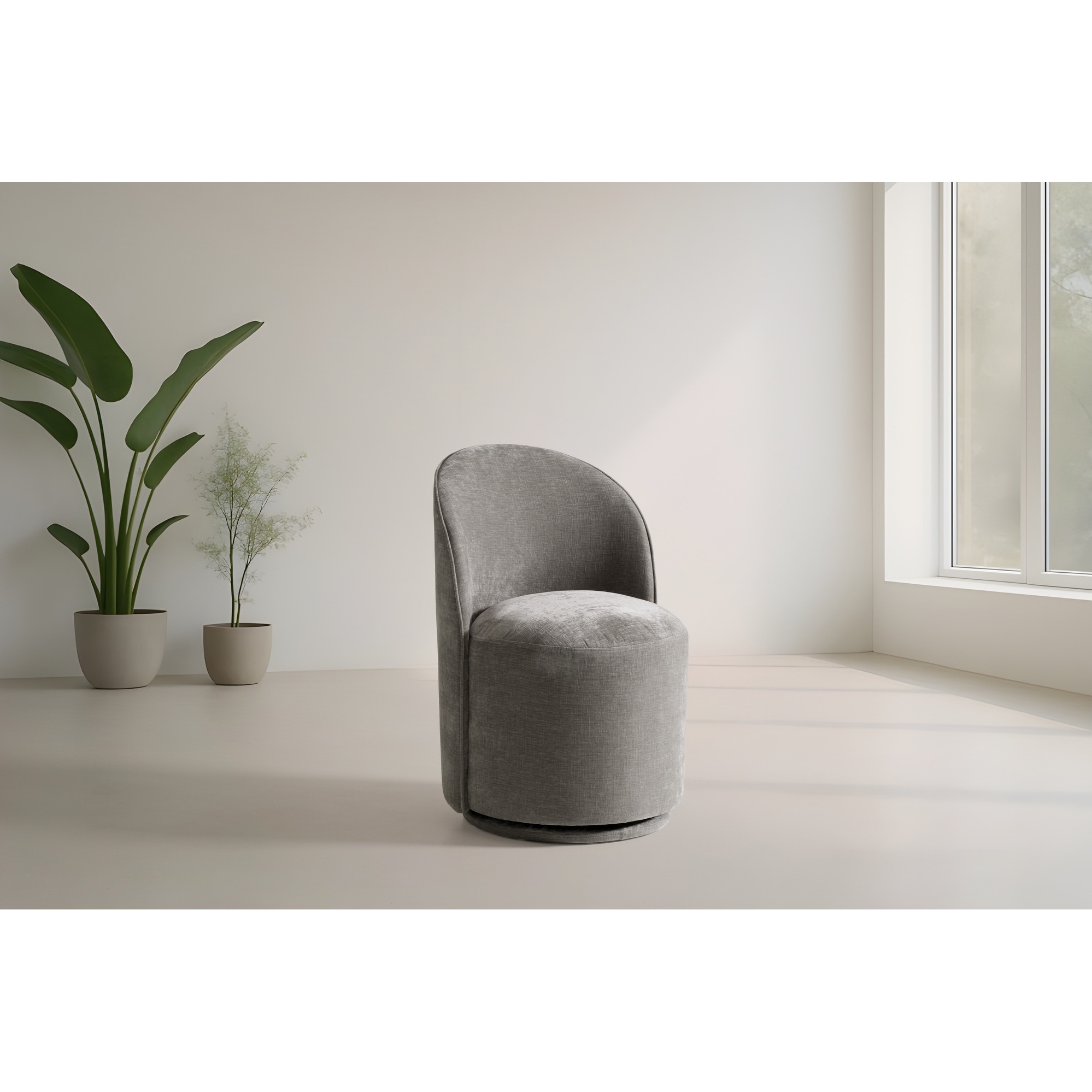 Modrest Correa Modern Dove Grey Fabric Swivel Dining Chair