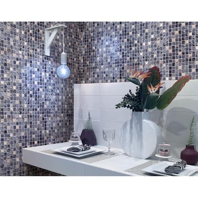 Apollo tile 12" x 12" Elaina Glossy Textured Blue Glass Metal Tile (4.75 sq ft/case) - 5 Pack