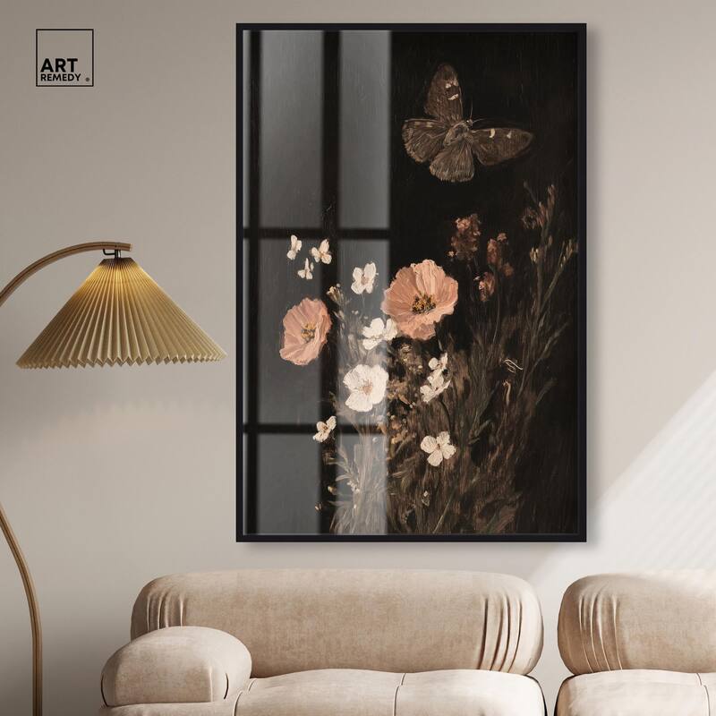 Poppy and Moth I Shadowbox by Art Remedy