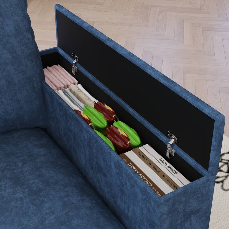 GDFStudio - Chenille L-Shaped 97" 5-Seater Sectional Sofa with Armrest Storage