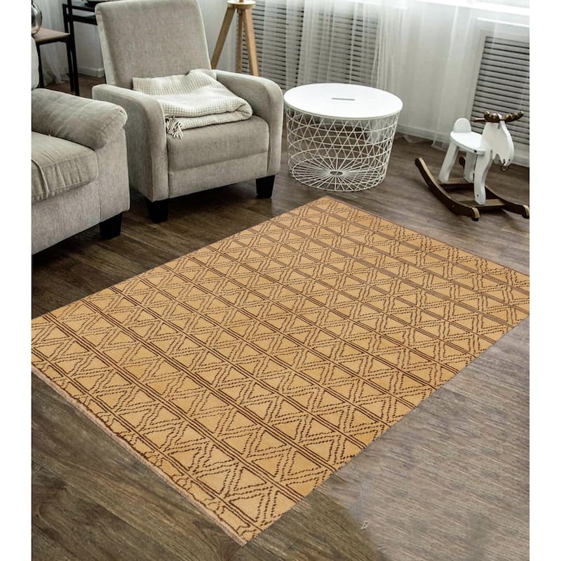 Boho Chic Balochi Morton Beige/Brown Hand Knotted Wool Rug - 4'0'' x 5'10''