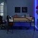 preview thumbnail 1 of 7, Metal Loft Bed with Storage Shelves and Ladder, Black+Brown Black+Light Brown Desk