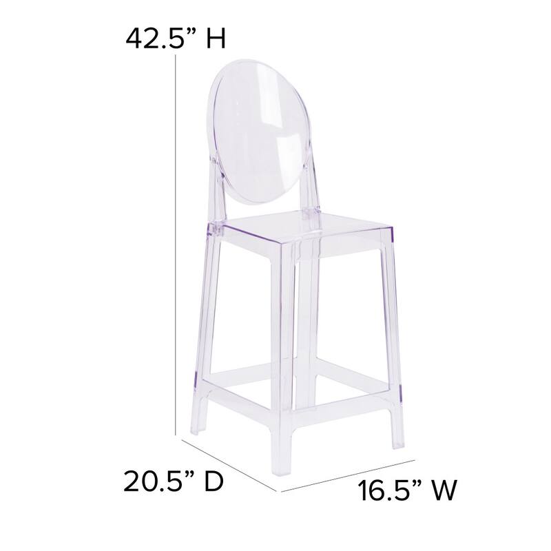 4 PK Counter Stool with Oval Back in Transparent Crystal - Wedding Chairs