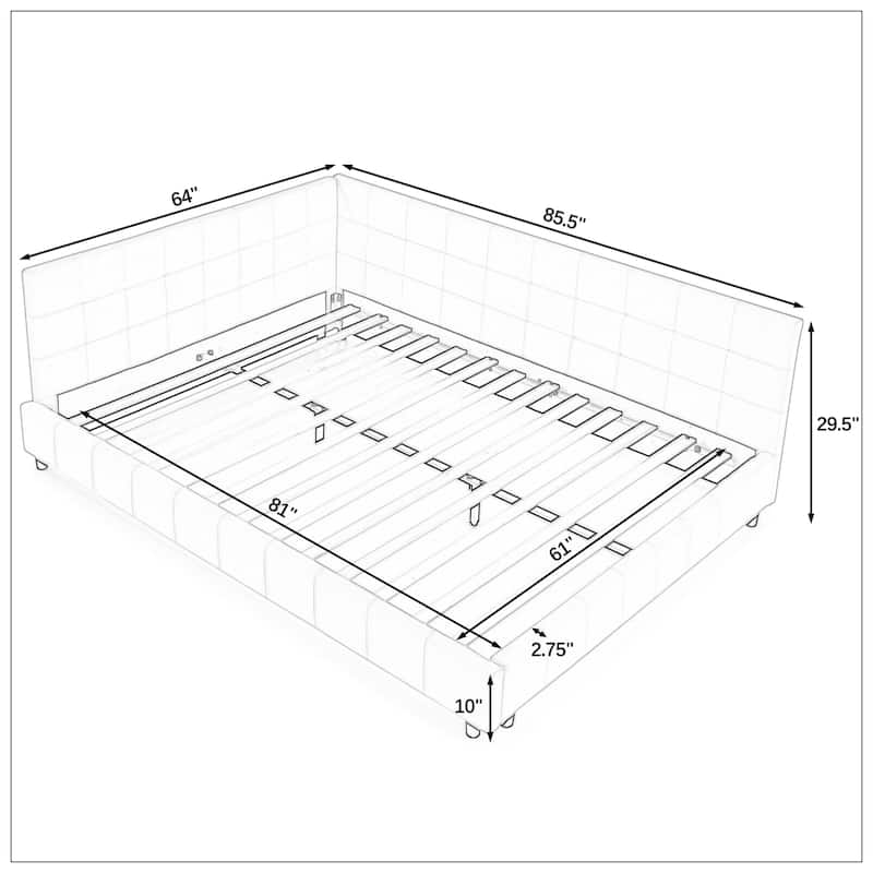 Queen Size Upholstered Tufted Bed Frame for Bedroom