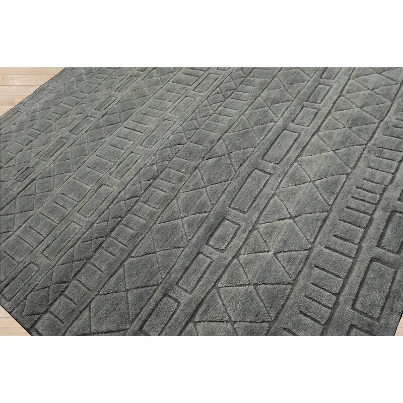 8x10 Tibetano Hand Knotted Wool Tone on Tone Modern & Contemporary Gray Rug - 8' x 10'