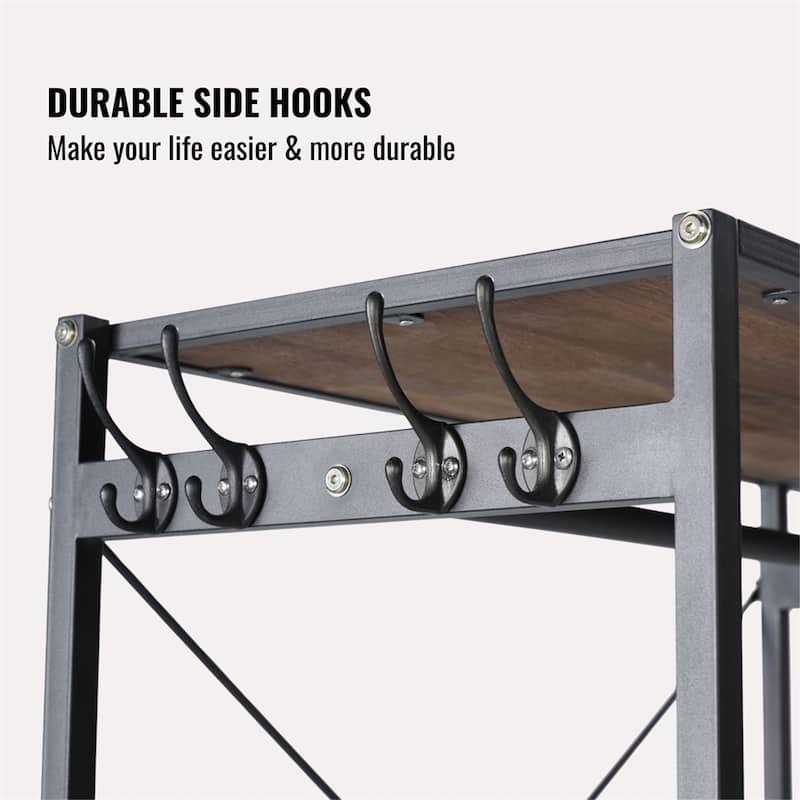 Acacia Wood Garment Racks,with Shelves,Heavy Duty Closet Organizer