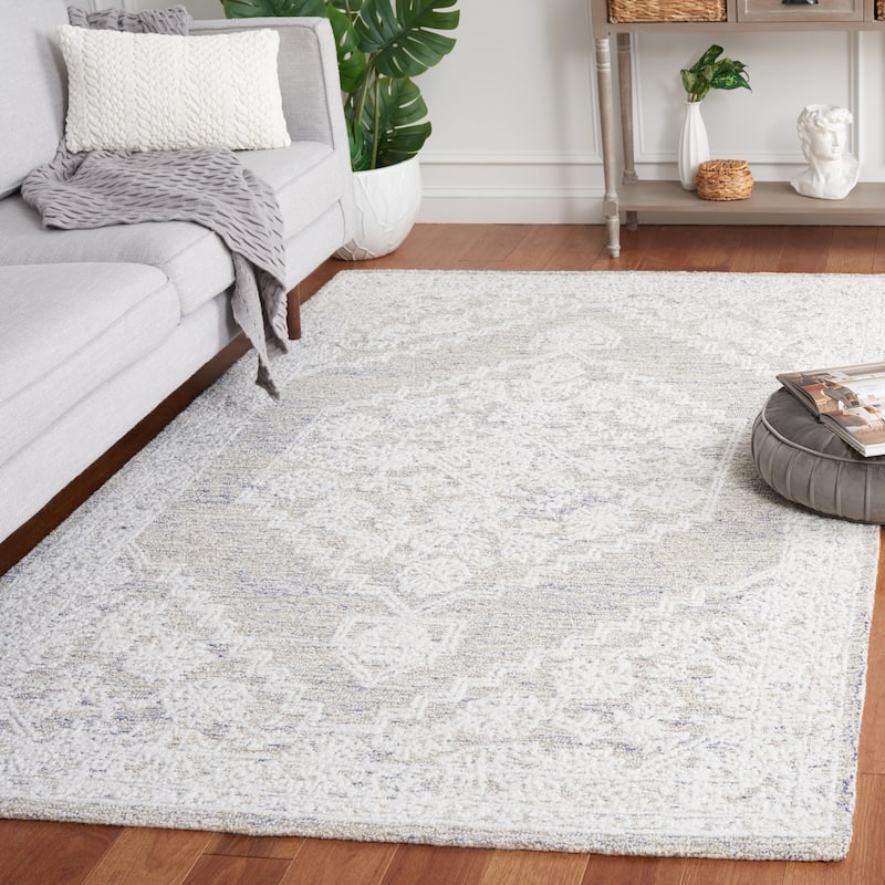 SAFAVIEH Handmade Ebony Agota Modern Wool Rug - 4' x 6' - Ivory/Taupe
