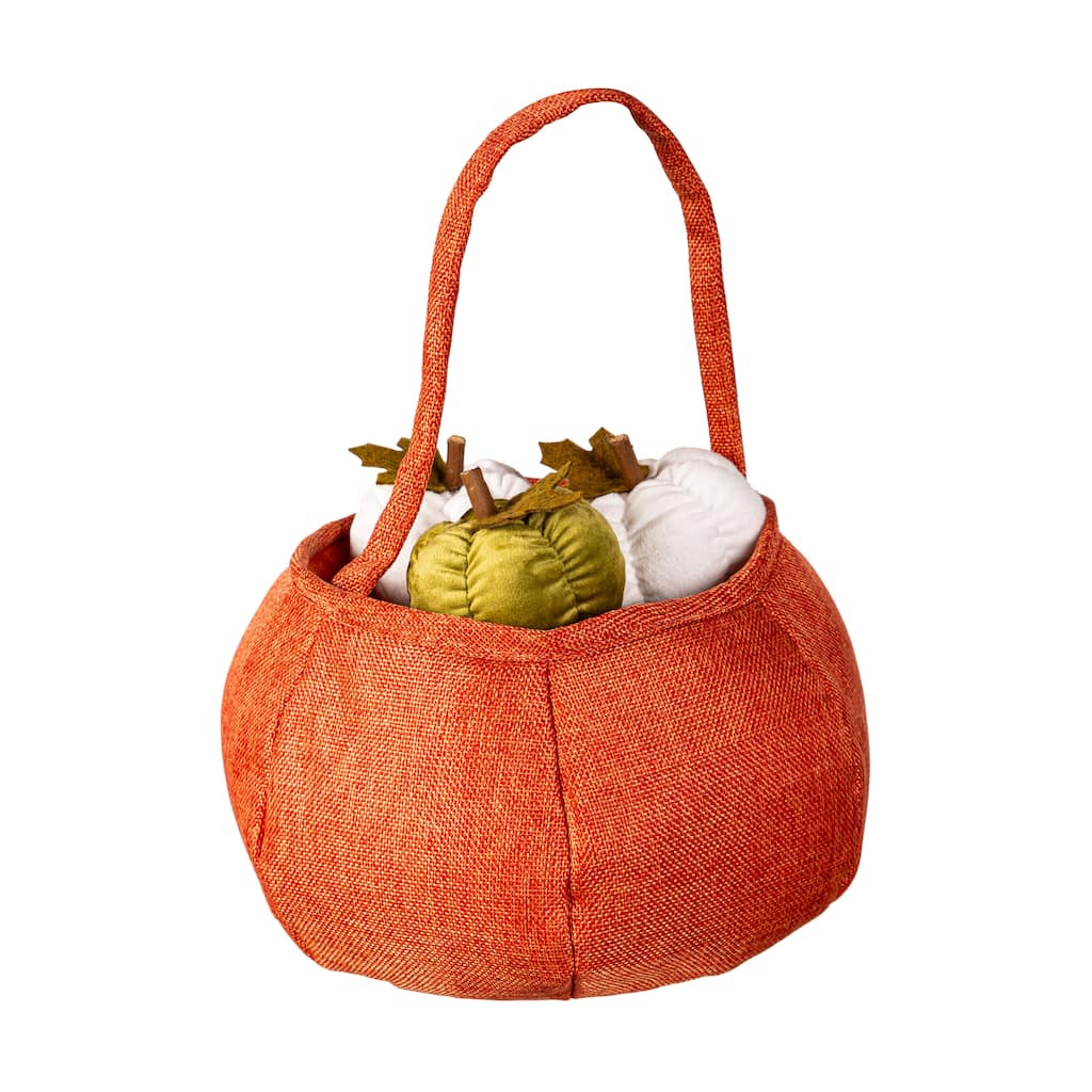 Fabric Pumpkin Bucket with Fabric Pumpkin Set