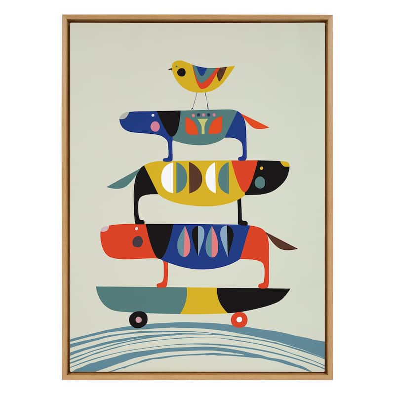Kate and Laurel Sylvie Skate Dog Framed Canvas by Rachel Lee